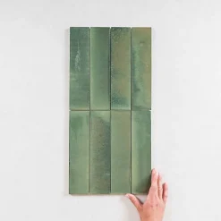 Carrelage Effet Zellige Vert TANGER 6x24 Forest - Les Carreaux de Jean-Les Carreaux De Jean  Discount