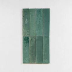 Les Carreaux De Jean  Carrelage Effet Zellige Vert Émeraude TANGER 6x24 Green - Les Carreaux de Jean