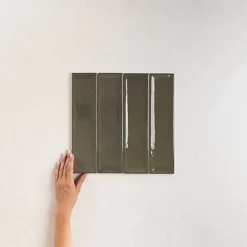 Les Carreaux De Jean  Carrelage Effet Zellige Vert Foncé NARA Oliva Gloss 7,5x30cm - Les Carreaux de Jean