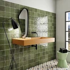 Carrelage Effet Zellige Vert LA RIVIERA 13,2x13,2 Botanical Green - Les Carreaux de Jean-Gioia Materia