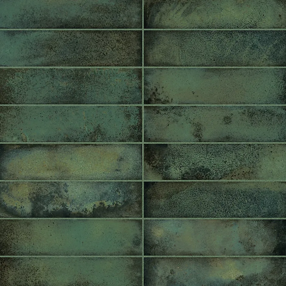 Carrelage effet Zellige Vert Intense 25x6x0,82 cm Orvian - Mur intérieur --Ro'Ma Carrelage