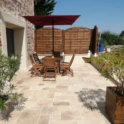 Carrelage en travertin deuxième choix - Opus : 4 formats, 1,2 cm - Vendu en lot de 0.74 m²-Ligerio