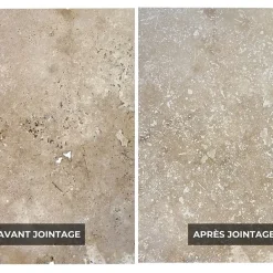 Carrelage en travertin deuxième choix - Opus : 4 formats, 1,2 cm - Vendu en lot de 0.74 m²-Ligerio