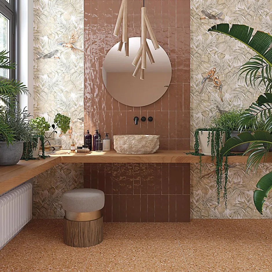 Carrelage extérieur antidérapant effet terrazzo 80x80 cm NIZA-R Antideslizante Rojizo-Aelle Carrelage Discount