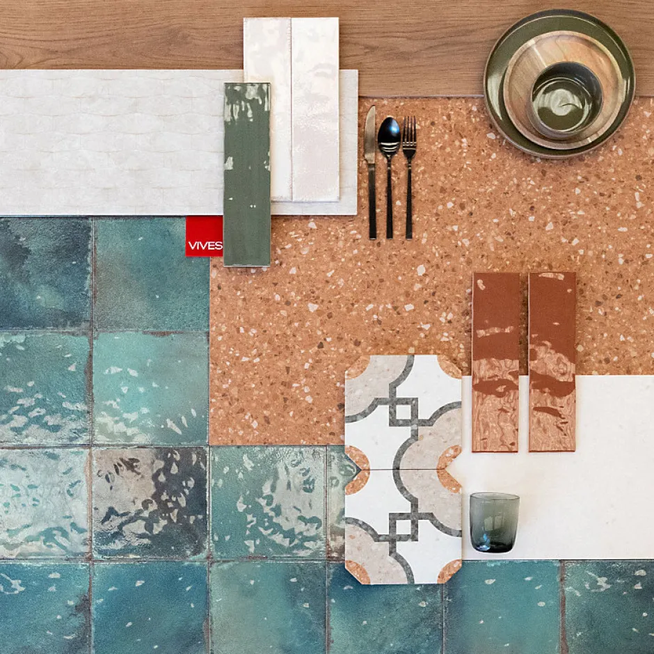 Carrelage extérieur antidérapant effet terrazzo 80x80 cm NIZA-R Antideslizante Rojizo-Aelle Carrelage Discount