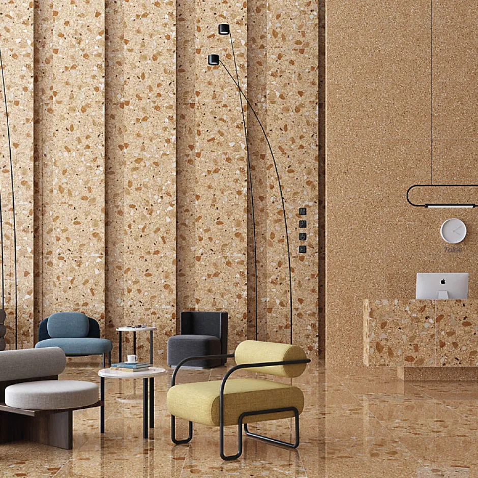 Carrelage extérieur antidérapant effet terrazzo 80x80 cm NIZA-R Antideslizante Rojizo-Aelle Carrelage Discount