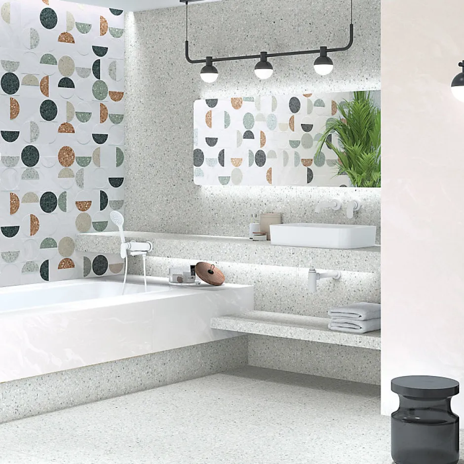 Carrelage extérieur antidérapant effet terrazzo 80x80 cm NIZA-R Antideslizante Gris-Aelle Carrelage New