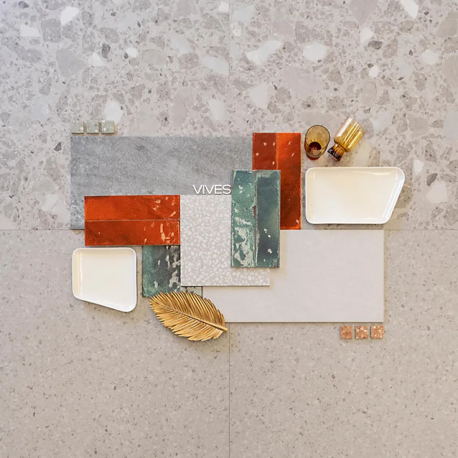 Carrelage extérieur antidérapant effet terrazzo 80x80 cm NIZA-R Antideslizante Gris-Aelle Carrelage New