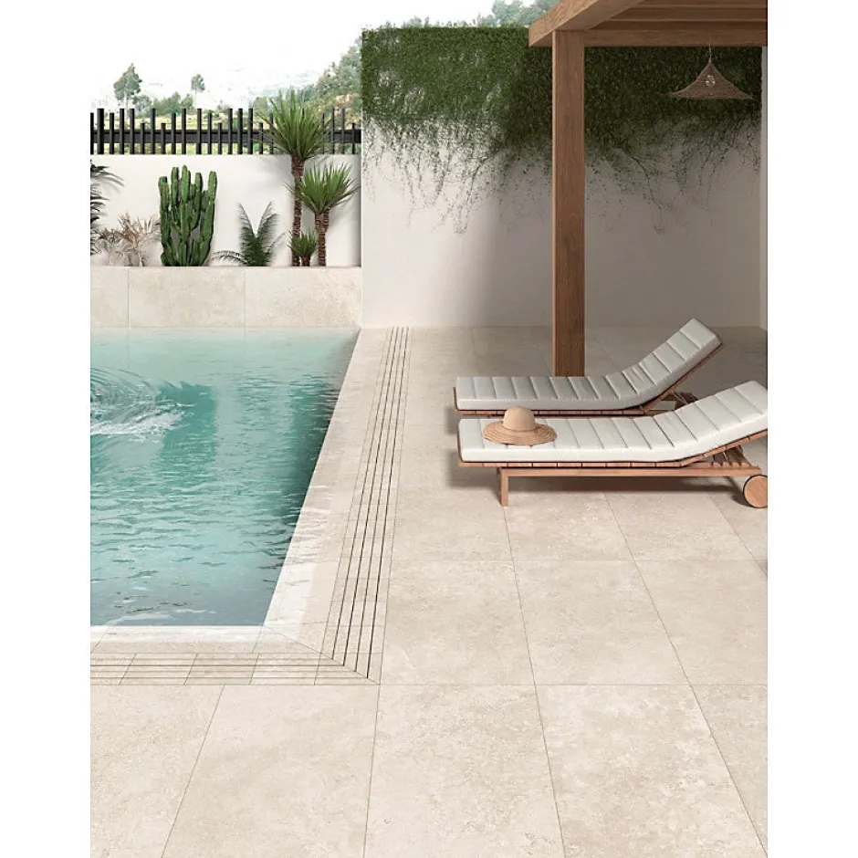 Aelle Carrelage Carrelage extérieur effet pierre naturelle de travertin 60x120 cm MYK-CR SAND