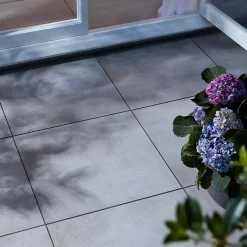 GoodHome Carrelage extérieur Kontainer gris 60 x 60 cm