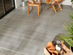 GoodHome Carrelage extérieur Kontempo anthracite 37 x 75 cm (vendu au carton)