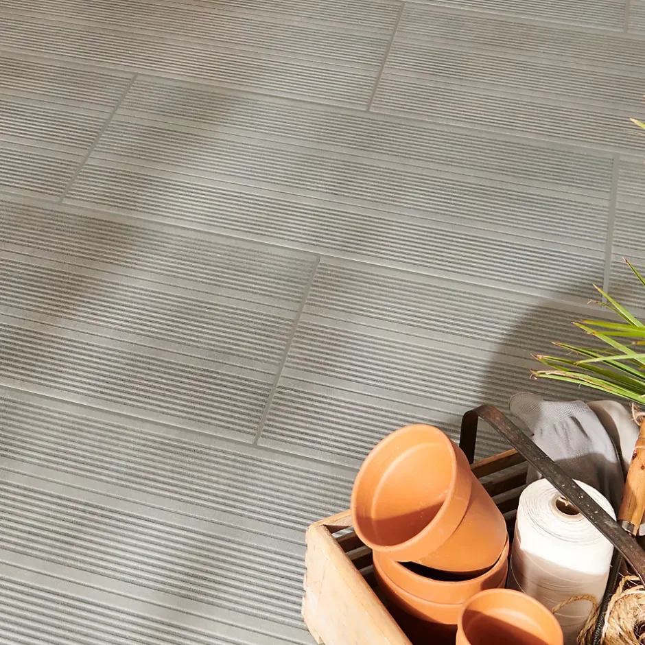 GoodHome Carrelage extérieur Kontempo anthracite 37 x 75 cm (vendu au carton)