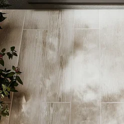 Carrelage extérieur Pinewood blanc 20 x 80 cm-GoodHome Discount