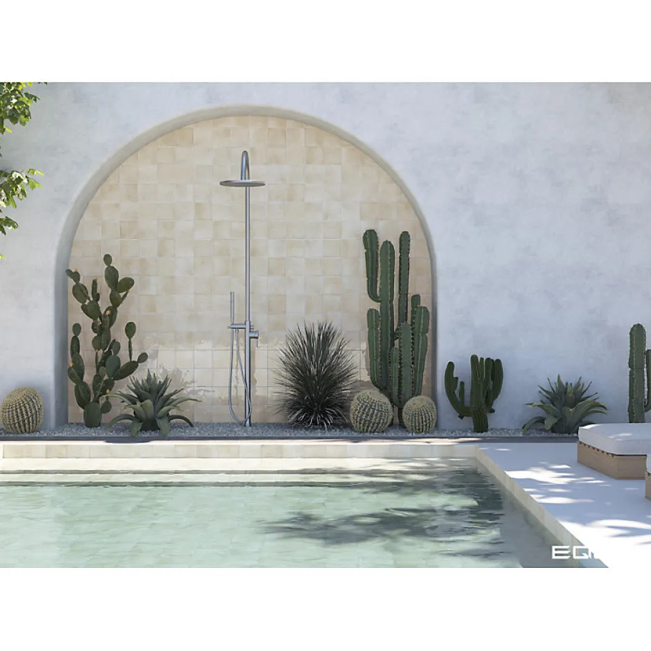 Carrelage extérieur piscine carré beige mate 15x15 cm SPA&POOLS CANVAS MAT-Aelle Carrelage Clearance