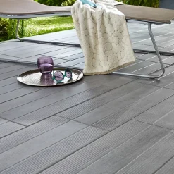 GoodHome Carrelage extérieur Stripe wood gris 30 x 60 cm