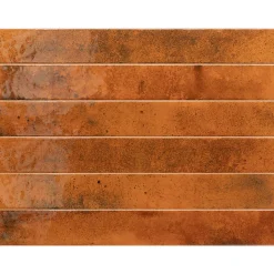 Aelle Carrelage Carrelage faïence mur orange rouille rectangulaire 5x40 cm BALI GINGER