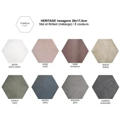 Gioia Materia Carrelage grès cérame effet rustique HERITAGE hexagone 20x17,5cm Hexagone 20x17.5 cm Bleu - Mat et Brillant (mélange) - boîte de