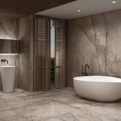 Carrelage grès cérame effet marbre WILD FOREST 280x120cm Greige (gris/beige) - Brillant / Poli - boîte de 3.34 m2-Gioia Materia Hot