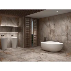 Carrelage grès cérame effet marbre WILD FOREST 280x120cm Greige (gris/beige) - Brillant / Poli - boîte de 3.34 m2-Gioia Materia Hot