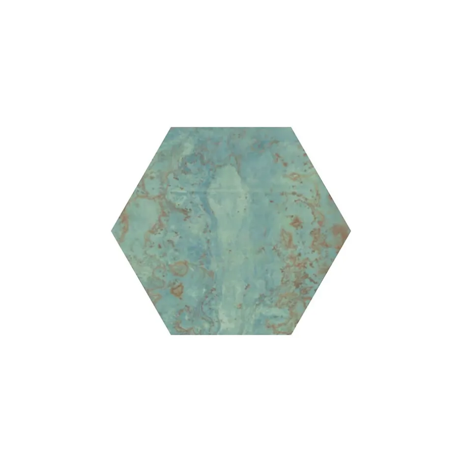 Gioia Materia Carrelage grès cérame effet métal ZINC HEXAGONE GREEN Hexagone 29x25 cm Vert - - boîte de 0.94 m2
