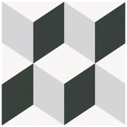 Gioia Materia Carrelage grès cérame effet carreau de ciment BARCELONA CUBE 25x25cm 25x25 cm Gris - Mat - boîte de 1.13 m2