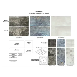 Gioia Materia Carrelage grès cérame effet métal Alchemy 7.0 Decor Ramp 60x60 cm Bleu - Martelé et Naturel (mix) - boîte de 1.06 m2