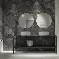 Gioia Materia Carrelage grès cérame effet métal Alchemy 7.0 Decor Ramp 60x60 cm Blanc - Martelé et Naturel (mix) - boîte de 1.06 m2