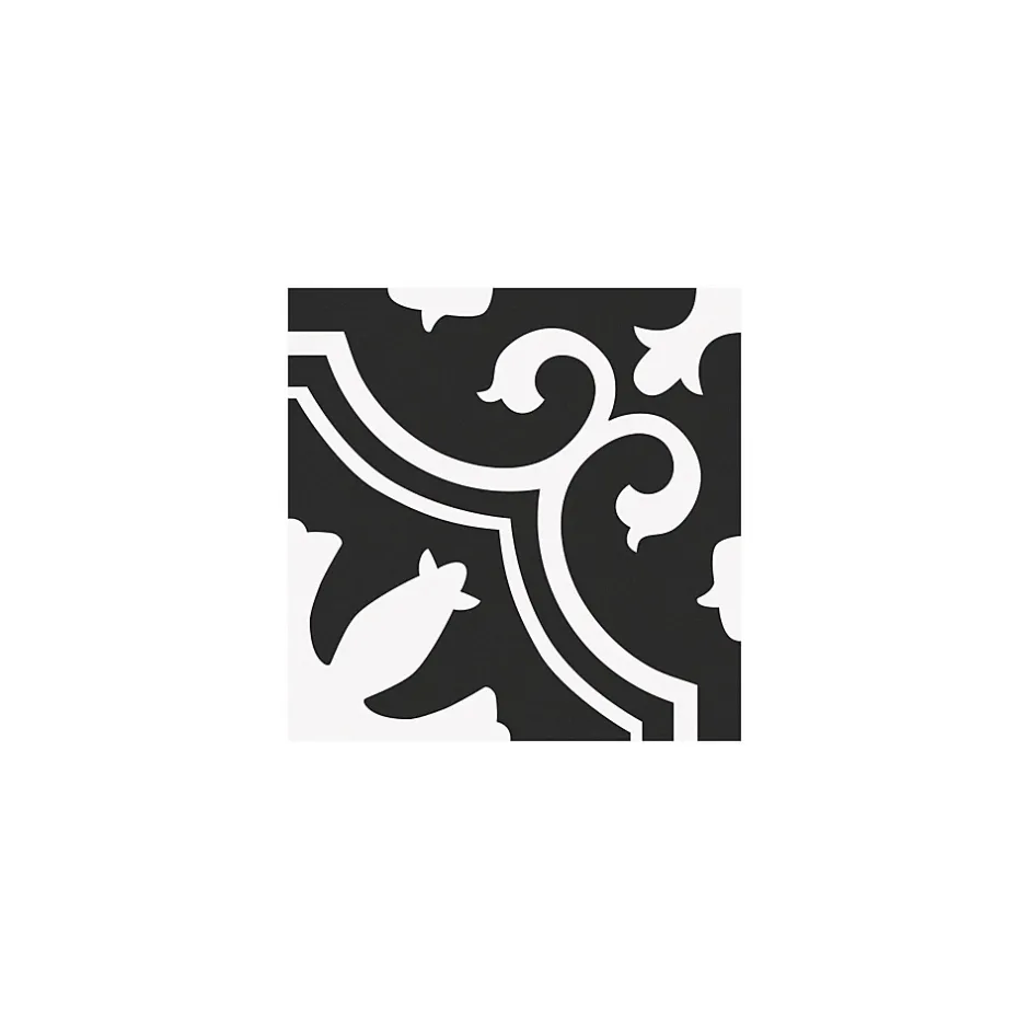 Carrelage grès cérame effet carreau ciment Valencia Night 25x25 cm Noir et Blanc - Mat - boîte de 1.13 m2-Gioia Materia