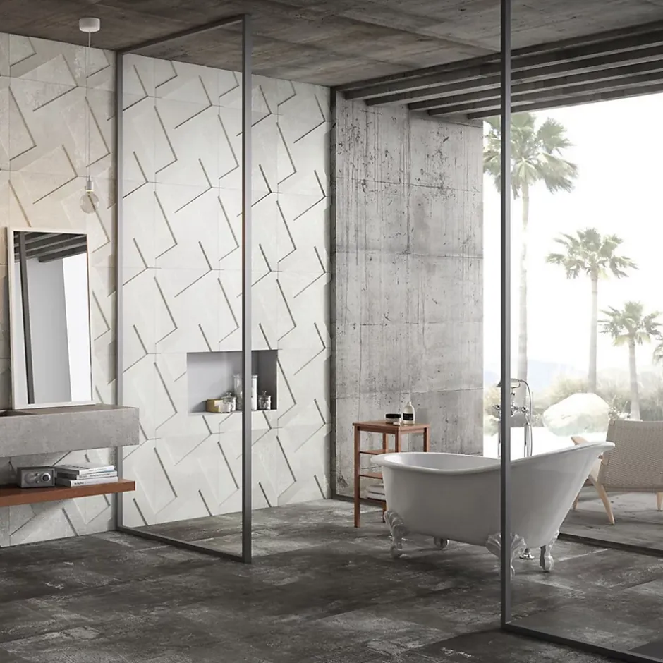 Carrelage grès cérame effet métal Alchemy 7.0 Hexagone 29x25 cm Blanc - Naturel - boîte de 0.94 m2-Gioia Materia