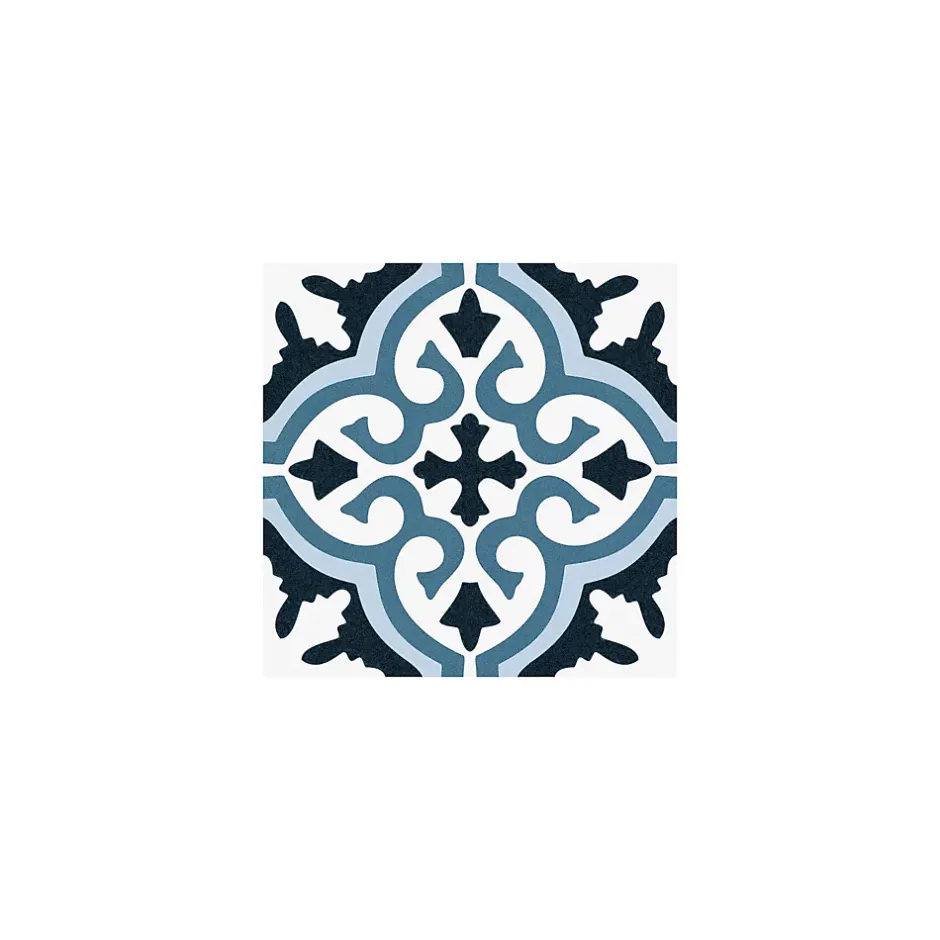 Gioia Materia Carrelage grès cérame effet carreau ciment Valencia Lonja 25x25 cm Bleu - Mat - boîte de 1.13 m2