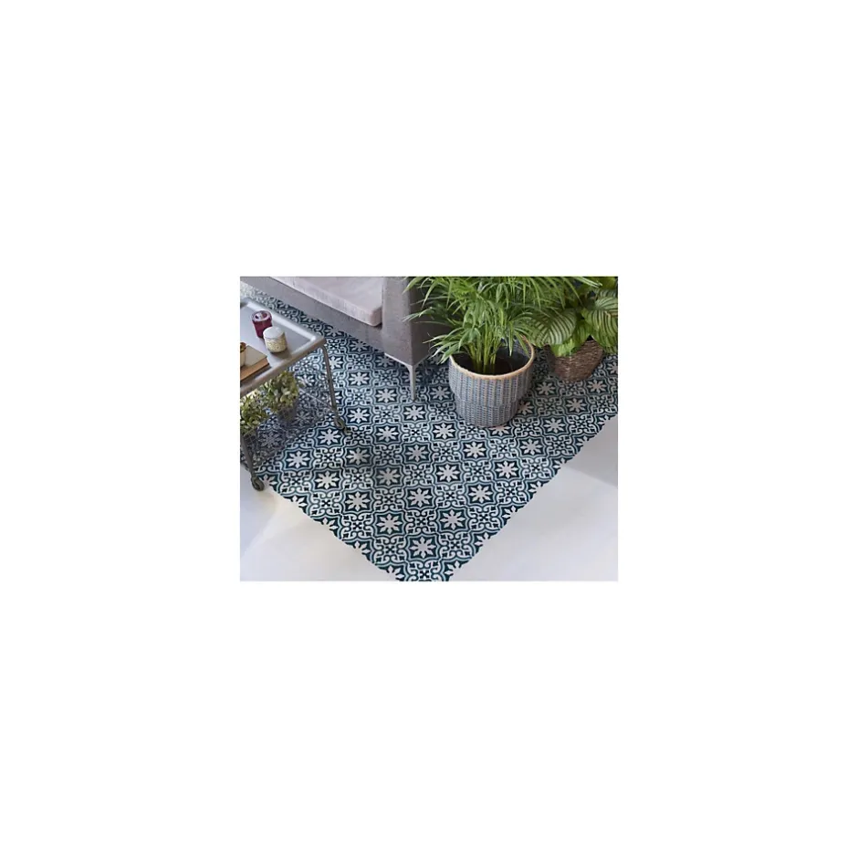 Gioia Materia Carrelage grès cérame effet carreau ciment Valencia Lonja 25x25 cm Bleu - Mat - boîte de 1.13 m2