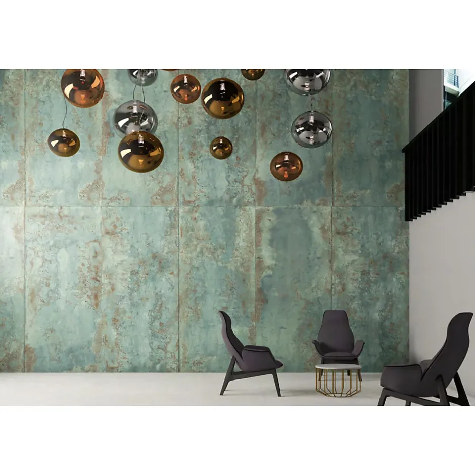 Carrelage grès cérame effet métal ZINC 60x60 cm Vert - Naturel - boîte de 1.77 m2-Gioia Materia Best