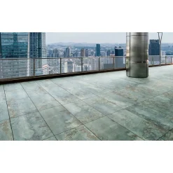 Carrelage grès cérame effet métal ZINC 60x60 cm Vert - Naturel - boîte de 1.77 m2-Gioia Materia Best