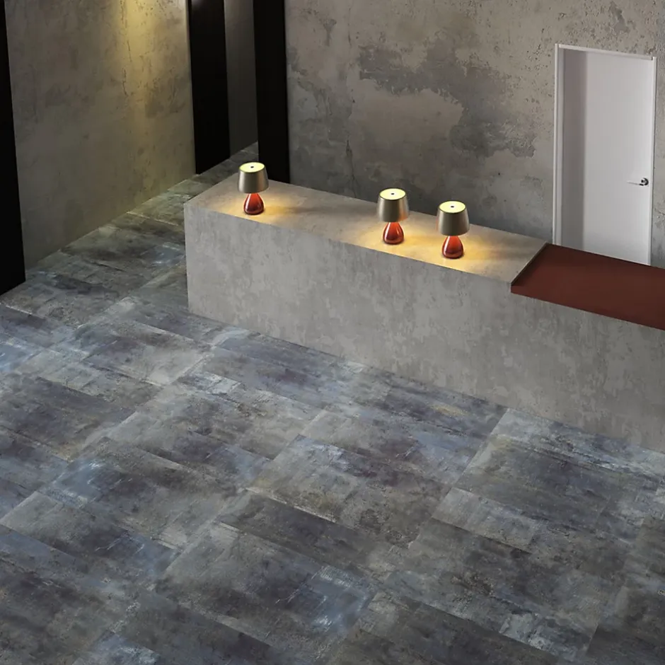 Gioia Materia Carrelage grès cérame effet métal Alchemy 7.0 30x10 cm Bleu - Martelé - boîte de 1.05 m2