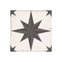 Carrelage grès cérame effet carreau ciment vieilli CHEZ COCO SUN 25x25cm 25x25 cm Noir et Blanc - Mat - boîte de 1.13 m2-Gioia Materia Online