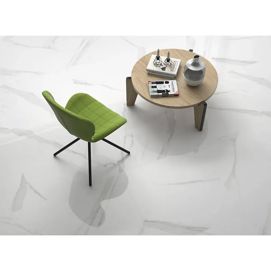 Carrelage grès cérame effet marbre BLANC STATUARY 60x60 cm Blanc - Brillant / Poli - boîte de 1.44 m2-Gioia Materia