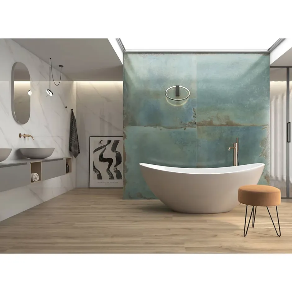 Carrelage grès cérame effet marbre BLANC STATUARY 60x60 cm Blanc - Brillant / Poli - boîte de 1.44 m2-Gioia Materia