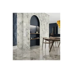 Carrelage grès cérame effet marbre ALPES 280x120cm Blanc - Brillant / Poli - boîte de 3.36 m2-Gioia Materia Best