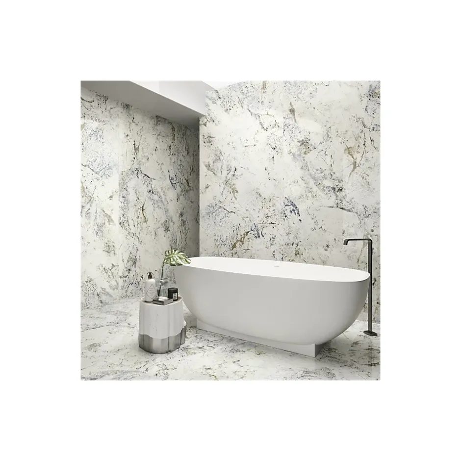 Carrelage grès cérame effet marbre ALPES 280x120cm Blanc - Brillant / Poli - boîte de 3.36 m2-Gioia Materia Best