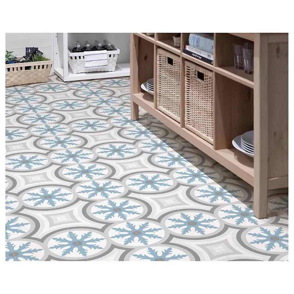 Carrelage grès cérame effet carreau de ciment BARCELONA MAR 25x25cm 25x25 cm Bleu - Mat - boîte de 1.13 m2-Gioia Materia New