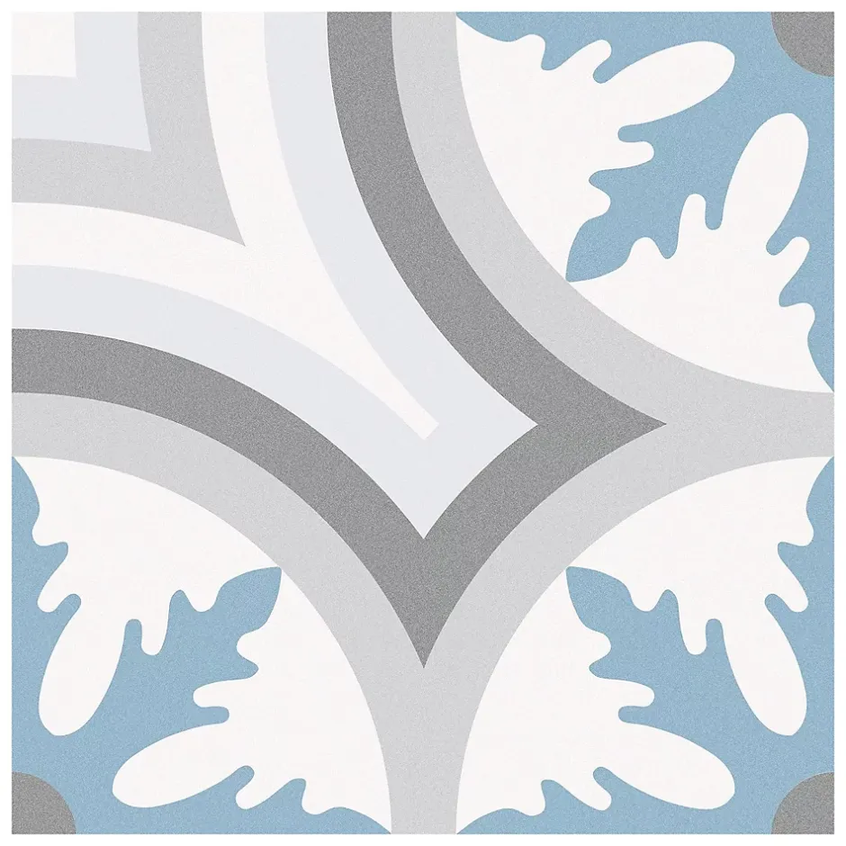 Carrelage grès cérame effet carreau de ciment BARCELONA MAR 25x25cm 25x25 cm Bleu - Mat - boîte de 1.13 m2-Gioia Materia New