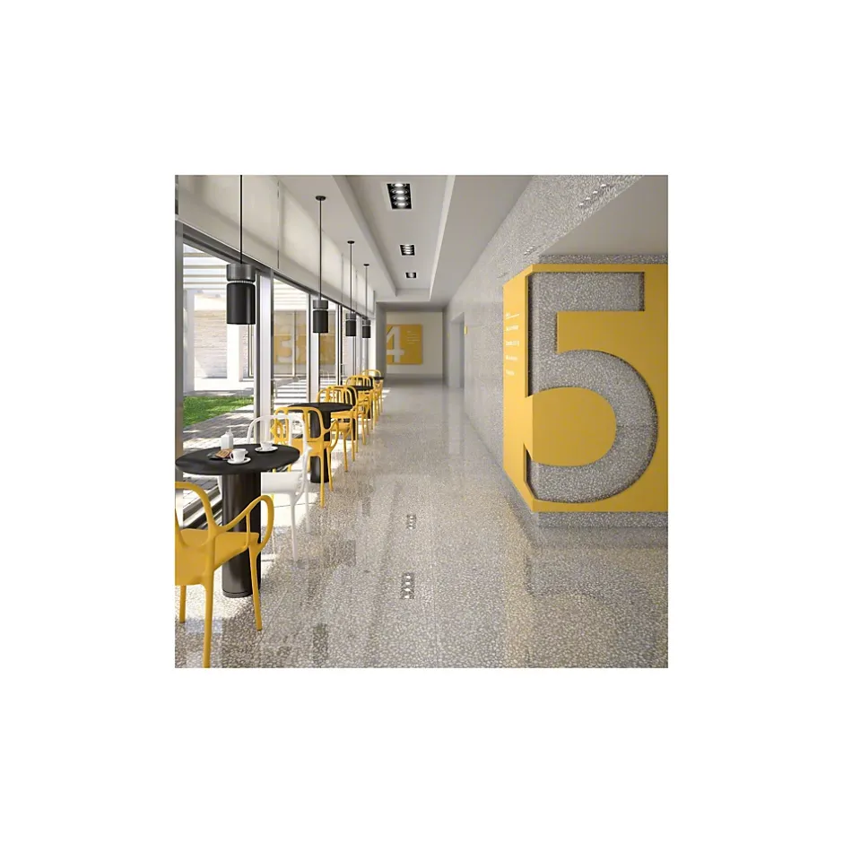 Carrelage grès cérame effet terrazzo PORTOFINO 120x120 cm Gris Moyen - Mat - boîte de 1.44 m2-Gioia Materia New