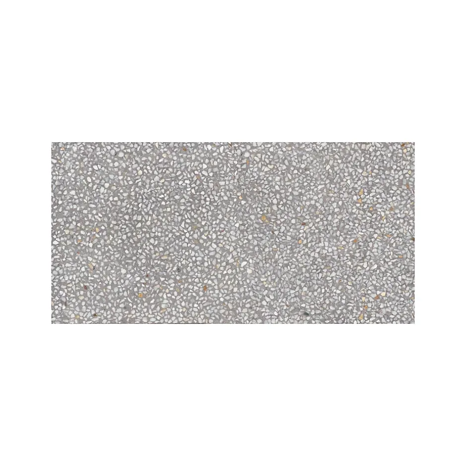 Carrelage grès cérame effet terrazzo PORTOFINO 120x120 cm Gris Moyen - Mat - boîte de 1.44 m2-Gioia Materia New