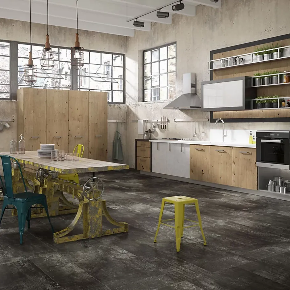 Gioia Materia Carrelage grès cérame effet métal Alchemy 7.0 60x60 cm Noir - Naturel - boîte de 1.77 m2