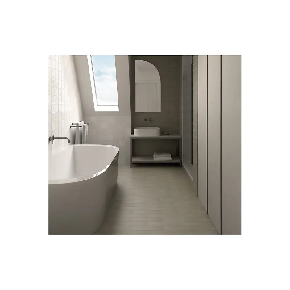 Carrelage grès cérame Stromboli 36.8x9.2 cm Taupe - Mat - boîte de 0.65 m2-Gioia Materia Discount