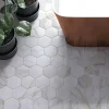 Carrelage Hexagonal Marbre 15x17 Diamond Mat Blanc Beige-Allocarrelage Online