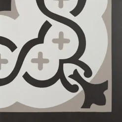 Carrelage Signature Carrelage imitant carreau ciment 20x20 cm décor Angle Noir / Blanc / Gris 11mm - vendu par boite de 1 m2 soit 25 carreaux -