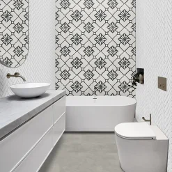 carrelage imitation carreaux ciment 44x44 cm TISA BLACK-Concept Mosaïque Discount