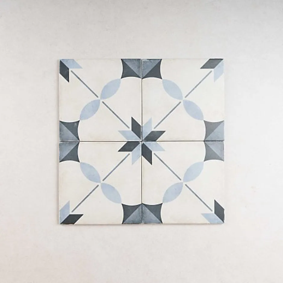 Carrelage Imitation Carreaux de Ciment ART NOUVEAU DECOR 20x20 Arcade Blue - Les Carreaux de Jean-Gioia Materia Clearance