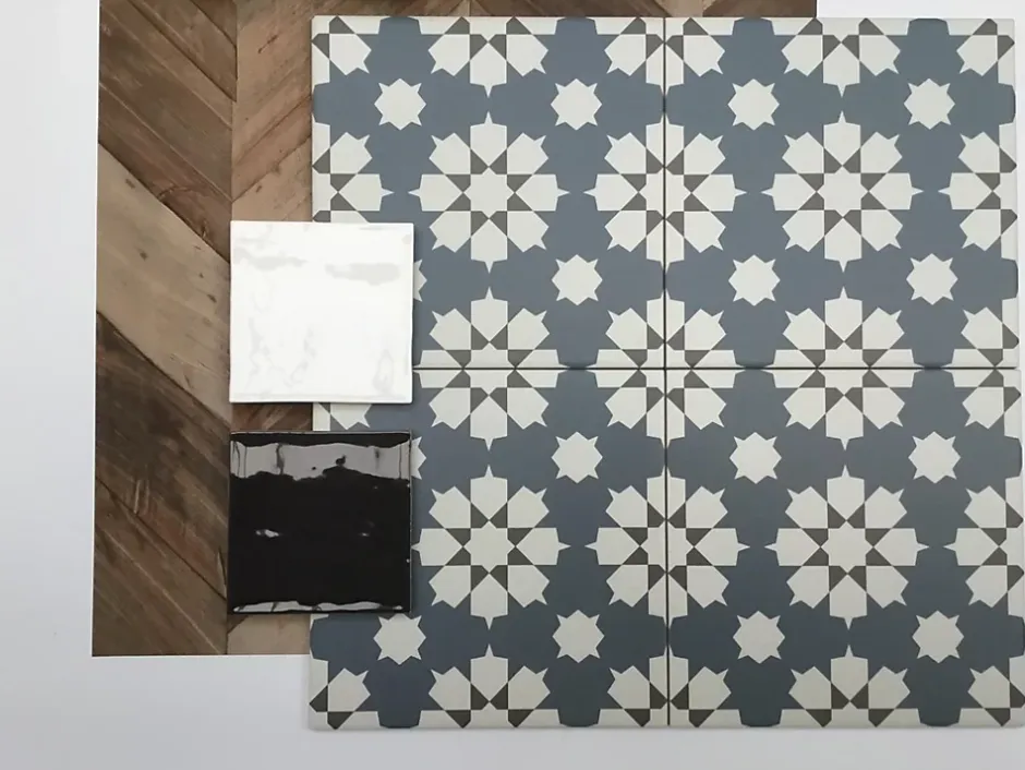 Les Carreaux De Jean Carrelage Imitation Carreaux De Ciment 20x20 LA VILETTE Benoit Bleu - Les Carreaux de Jean